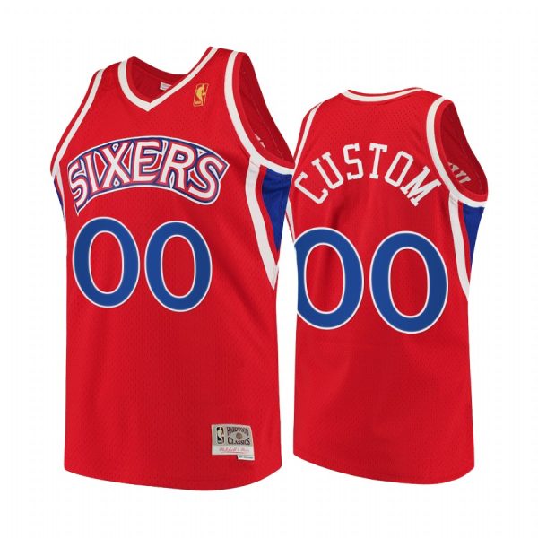 Custom #00 Philadelphia 76ers Throwback 90s Jersey Red