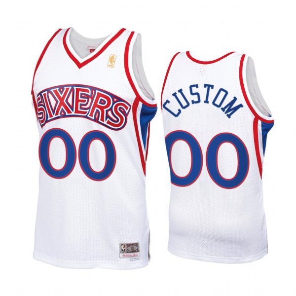 Custom #00 Philadelphia 76ers Throwback 90s Jersey White