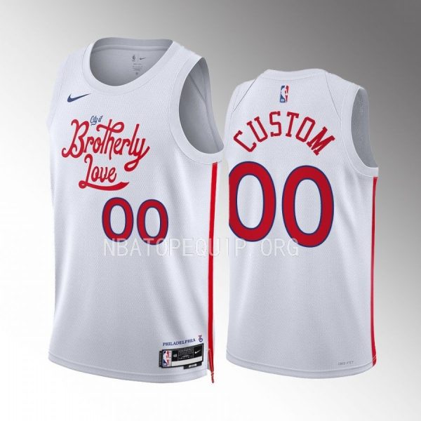 Custom 2022-23 Philadelphia 76ers White #00 City Edition Jersey Swingman