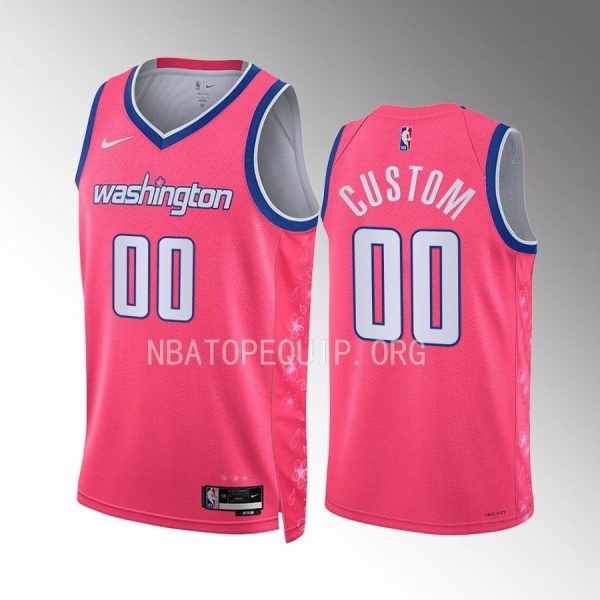 Custom 2022-23 Washington Wizards Pink #00 City Edition Jersey Cherry Blossom