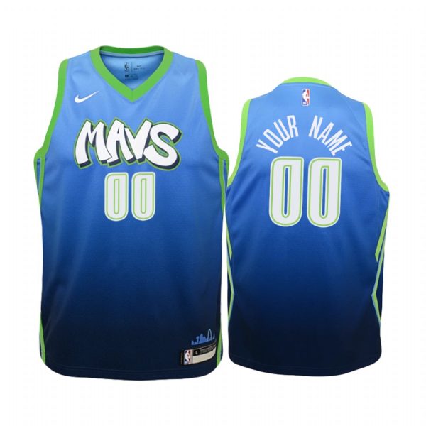 Custom Dallas Mavericks Blue City 2019-20 Jersey - Youth