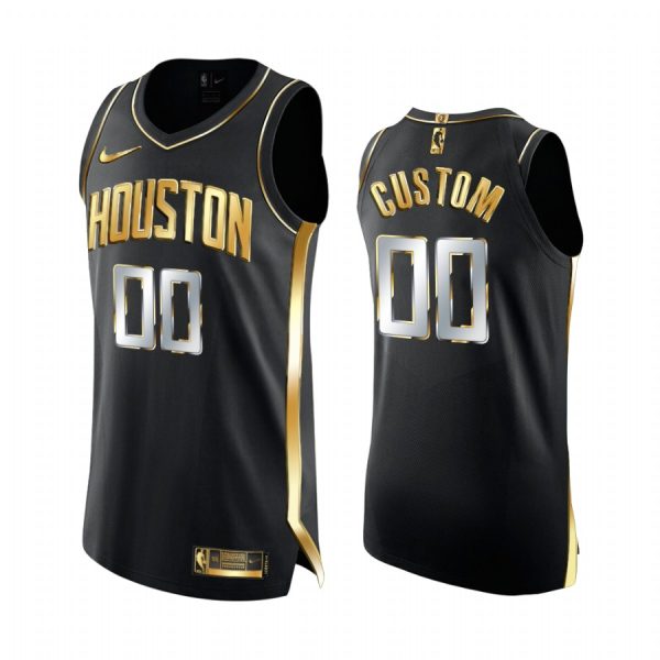 Custom Houston Rockets 2020-21 Black Golden Edition Jersey 2X Champs