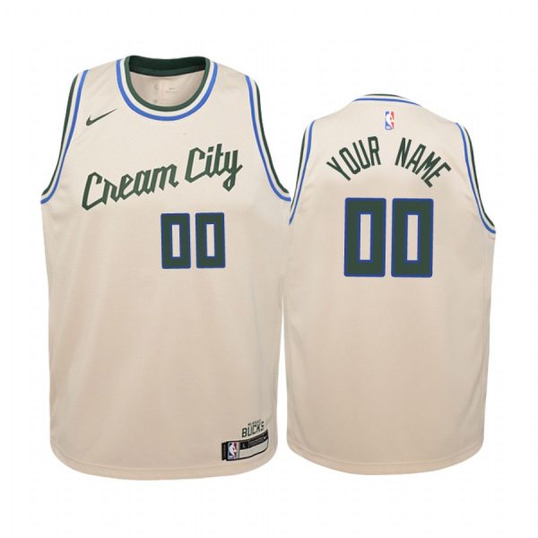 Custom Milwaukee Bucks 2019-20 City Youth Jersey - Cream
