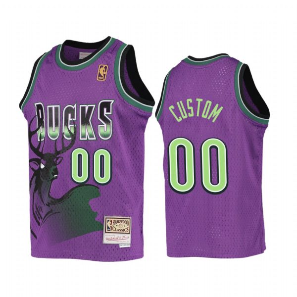 Custom Milwaukee Bucks Youth Purple Reload Jersey Hardwood Classics