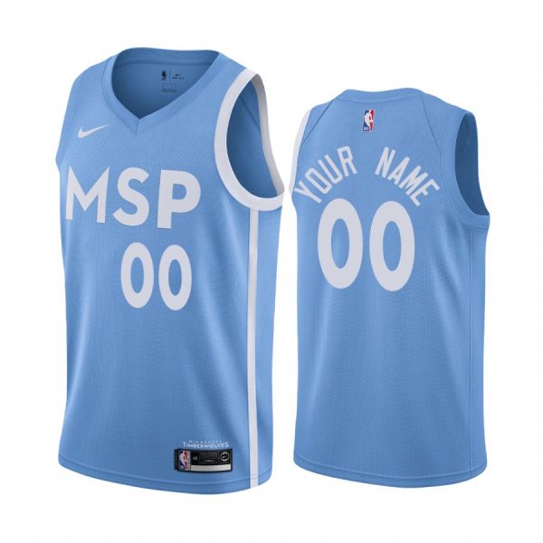 Custom Minnesota Timberwolves 2019-20 City Edition Blue Jersey