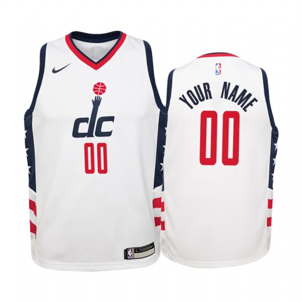Custom Washington Wizards White City 2019-20 Jersey - Youth