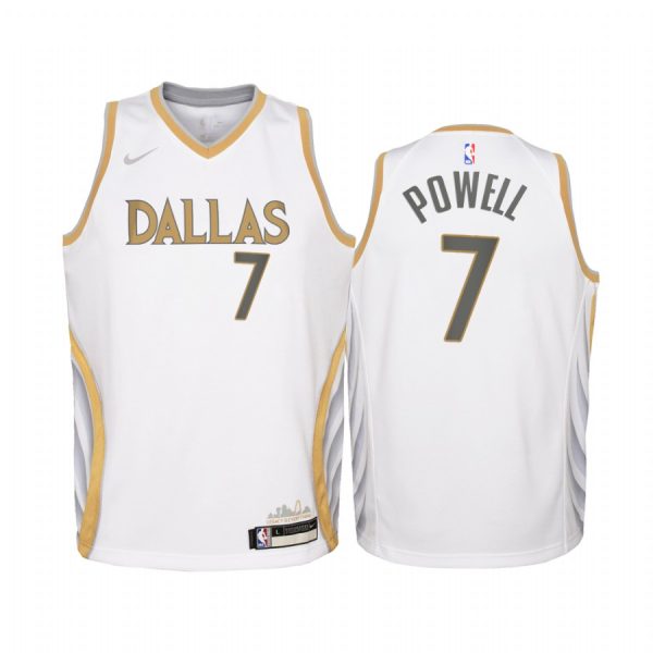 Dallas Mavericks Dwight Powell 2020-21 City Edition White Youth Jersey - Swingman