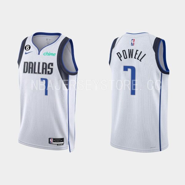 Dallas Mavericks Dwight Powell #7 2022-23 Association Edition White Jersey Swingman