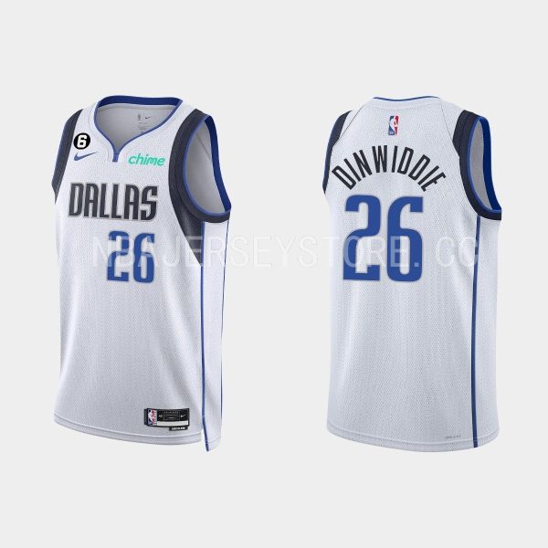 Dallas Mavericks Spencer Dinwiddie #26 2022-23 Association Edition White Jersey Swingman