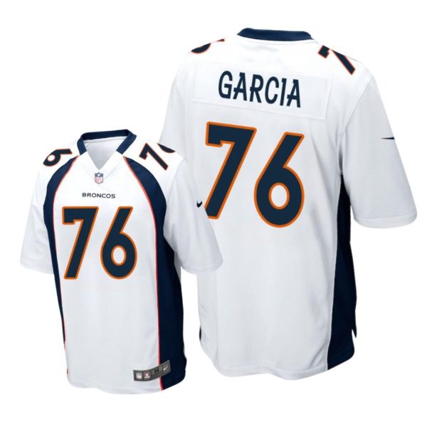 Denver Broncos #76 White Men Max Garcia Game Jersey