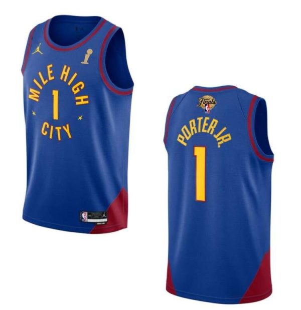 Denver Nuggets #1 Michael Porter Jr. Blue 2023 Finals Champions Statement Edition Stitched Jersey