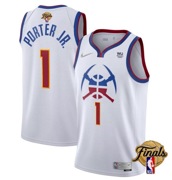 Denver Nuggets #1 Michael Porter Jr. White 2023 Finals Earned Edition Stitched Basketball Jersey