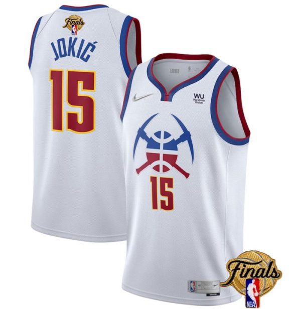 Denver Nuggets #15 Nikola Jokic White 2023 Finals Earned Edition Stitched Basketball Jersey