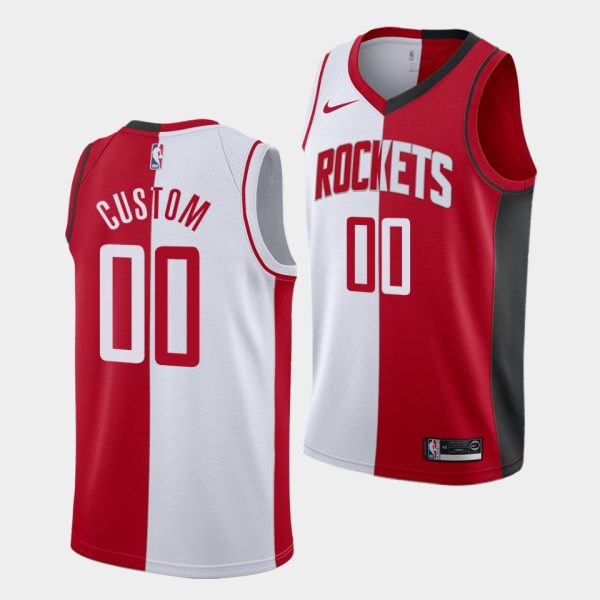 Houston Rockets Custom #00 White Red Split Association & Earned Jersey