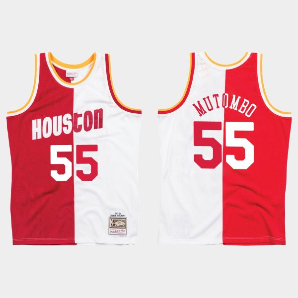 Houston Rockets Dikembe Mutombo Split Jersey White Red