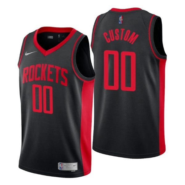 Houston Rockets Earned Edition Black NO. 00 Custom Jersey Swingman
