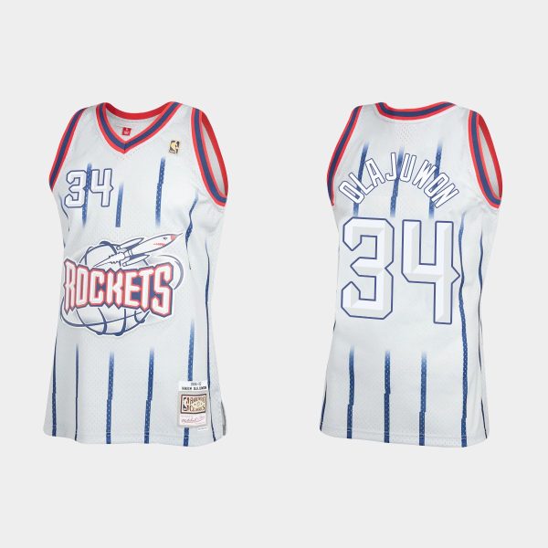 Houston Rockets Hakeem Olajuwon #34 Mitchell & Ness Hardwood Classics Reload 2.0 Gray Jersey