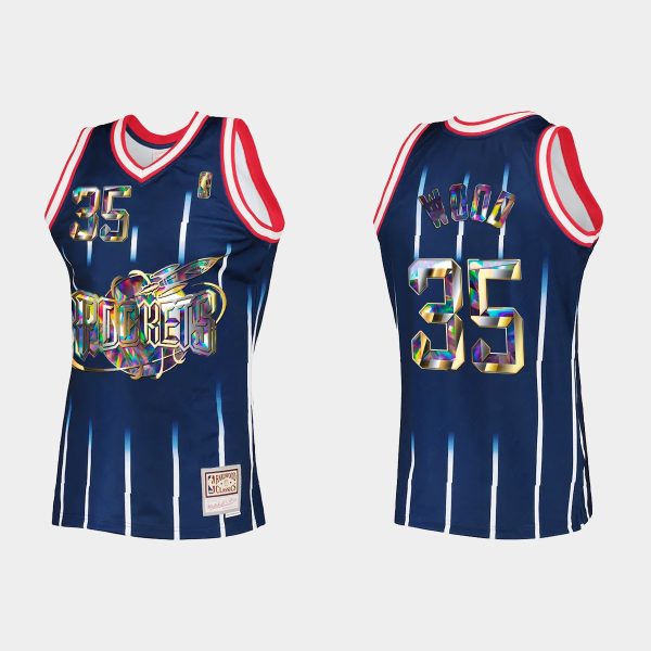 Houston Rockets Retro Christian Wood #35 Diamond Edition 75th Navy Jersey