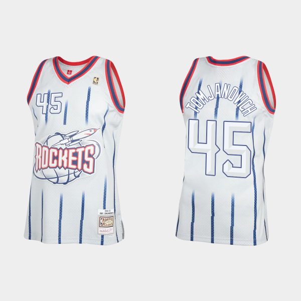 Houston Rockets Rudy Tomjanovich #45 Mitchell & Ness Hardwood Classics Reload 2.0 Gray Jersey
