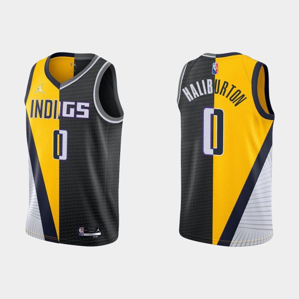 Indiana Pacers #0 Tyrese Haliburton Split Edition Gold Black Jersey