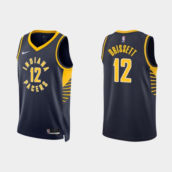 Indiana Pacers #12 Oshae Brissett Icon Edition Black 2022-23 Jersey