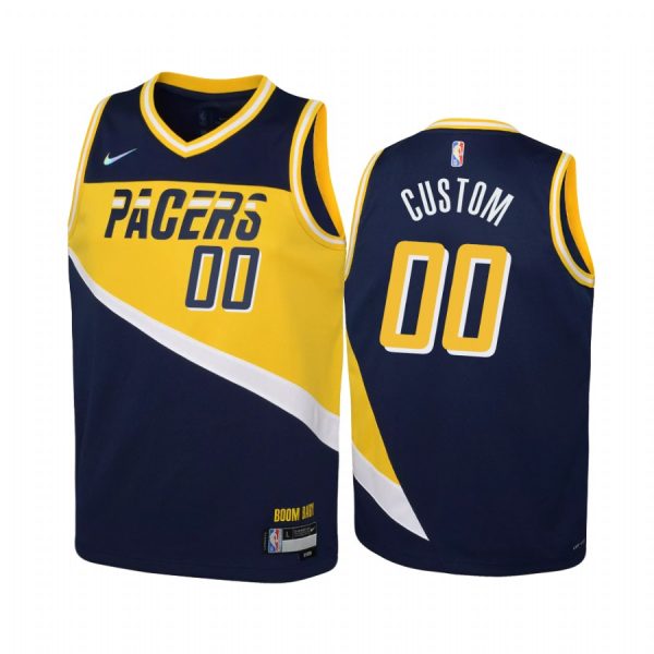 Indiana Pacers Custom City Edition Navy Youth Jersey Diamond 75th Anniversary #00