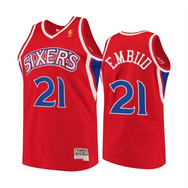 Joel Embiid #21 Philadelphia 76ers Throwback 90s Jersey Red