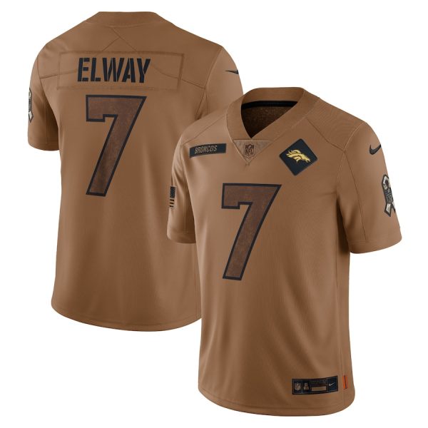 John Elway Denver Broncos 2023 Salute To Service Retired Player Limited Jersey - Brown