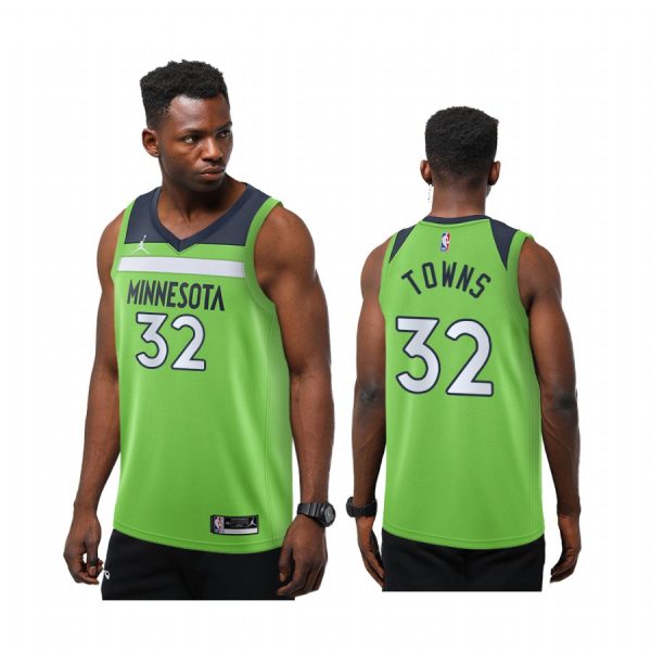 Karl-Anthony Towns Minnesota Timberwolves Green Statement Jumpman 2020-21 Jersey
