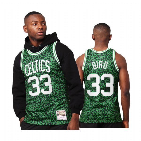Larry Bird 33 Boston Celtics Wild Life Green Jersey HWC Swingman