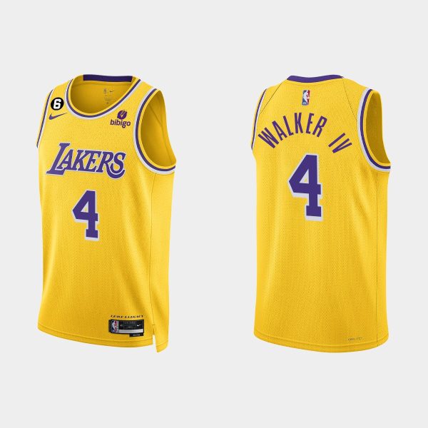 Los Angeles Lakers #4 Lonnie Walker IV Icon Edition Gold 2022-23 Jersey