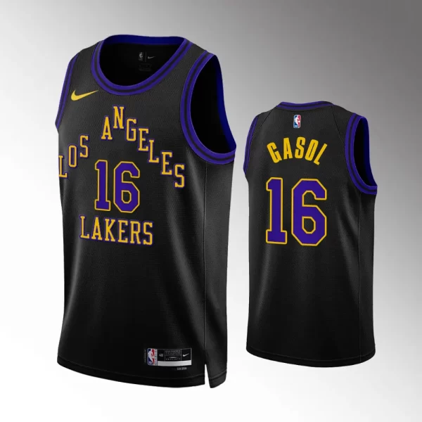 Los Angeles Lakers Black City Edition #16 Pau Gasol 2023-24 Swingman Jersey