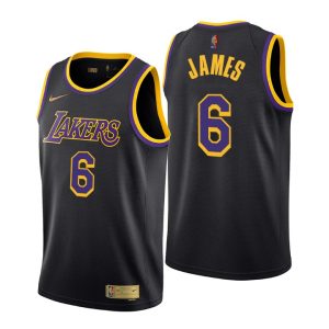 Los Angeles Lakers Earned Edition #6 LeBron James Black Swingman Jersey