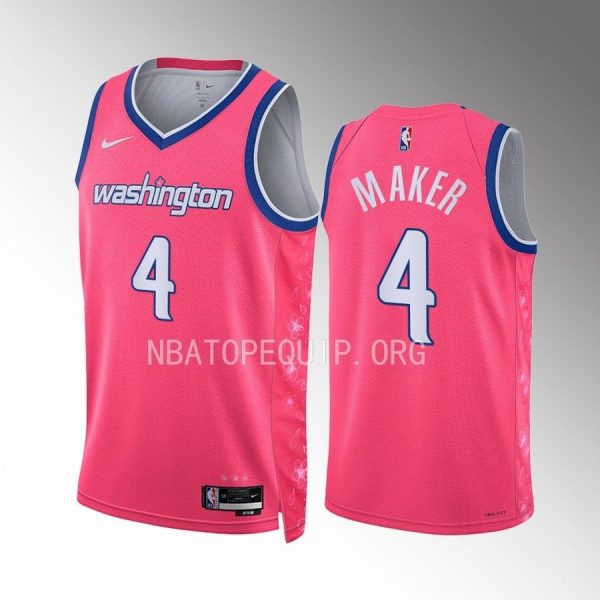 Makur Maker 2022-23 Washington Wizards Pink #4 City Edition Jersey Cherry Blossom