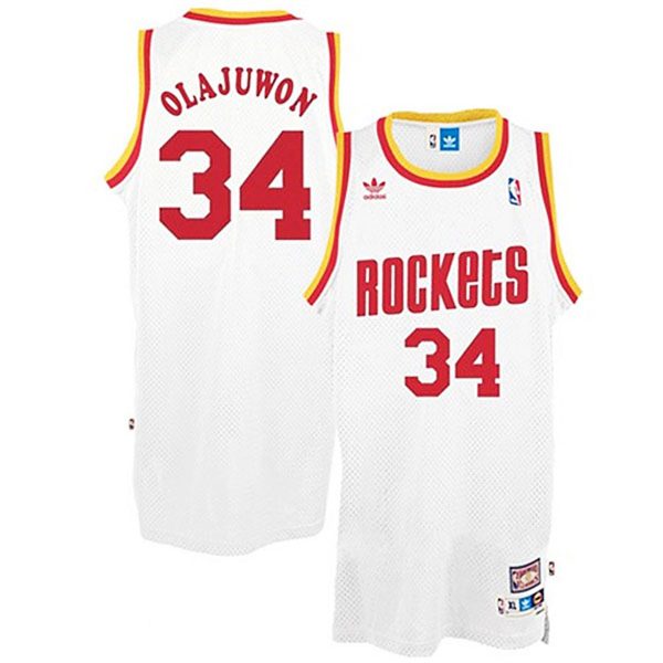 Male Hakeem Olajuwon Houston Rockets #34 White Hardwood Classics Swingman Throwback Jersey