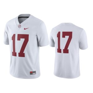 Men Alabama Crimson Tide #17 White College Football 2018 Game Jersey