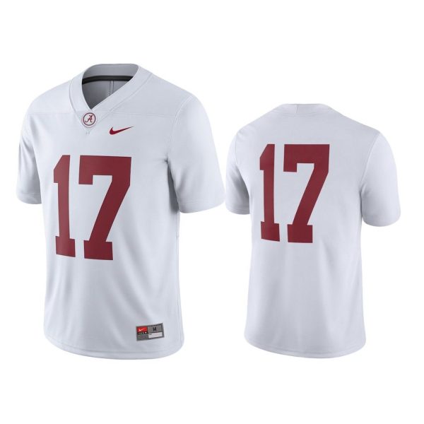 Men Alabama Crimson Tide #17 White College Football 2018 Game Jersey