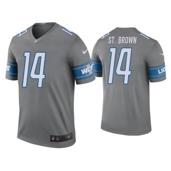 Men Color Rush Legend Amon-Ra St. Brown Detroit Lions Steel Jersey