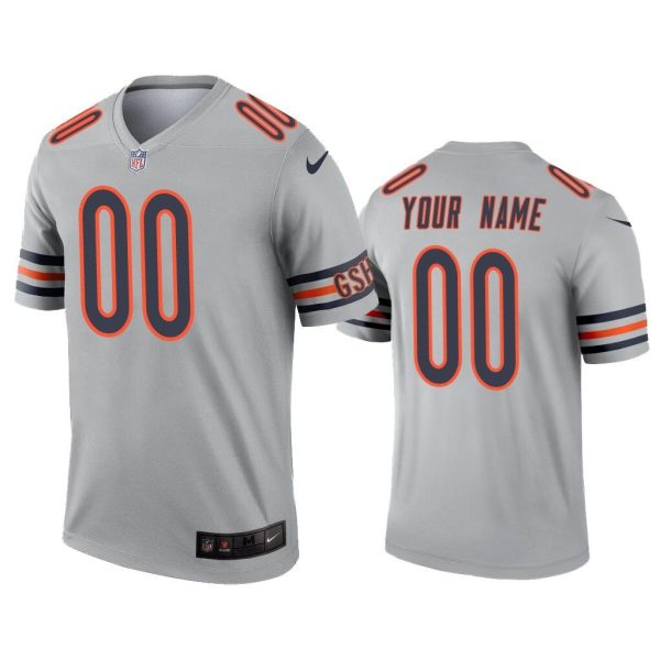 Men Custom Chicago Bears Silver Inverted Legend Jersey