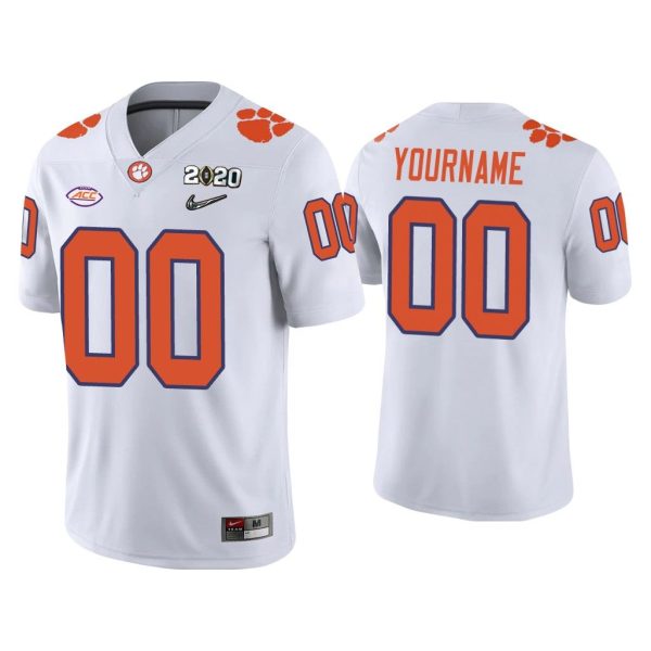Men Custom Clemson Tigers White College Football Playoff Game Jersey