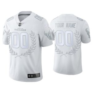 Men Custom Houston Texans White Platinum Limited Jersey