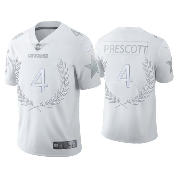Men Dak Prescott Dallas Cowboys White Platinum Limited Jersey