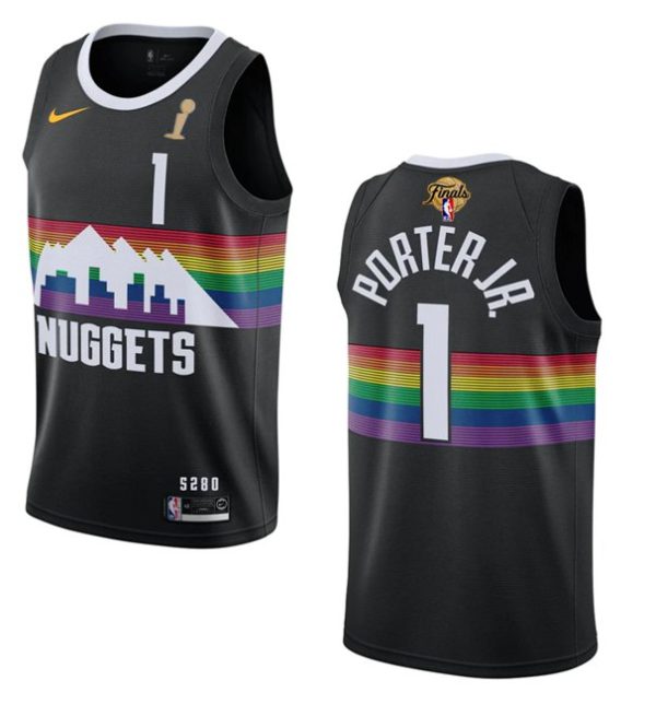 Men Denver Nuggets #1 Michael Porter Jr. Black 2023 Finals Champions City Edition Stitched Jersey