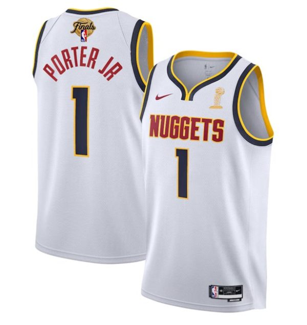 Men Denver Nuggets #1 Michael Porter Jr. White 2023 Finals Association Edition Stitched Jersey