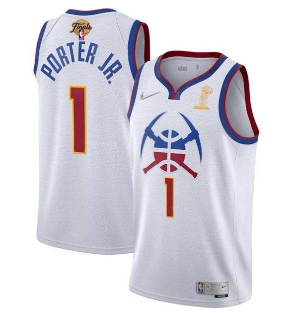 Men Denver Nuggets #1 Michael Porter Jr. White 2023 Finals Earned Edition Stitched Jersey
