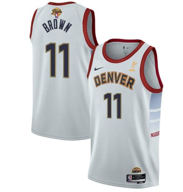 Men Denver Nuggets #11 Bruce Brown White 2023 Finals Champions Icon Edition Stitched Jersey