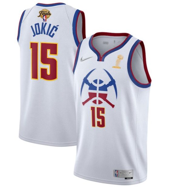 Men Denver Nuggets #15 Nikola Jokic White 2023 Finals Champions Earned Edition Stitched Jersey