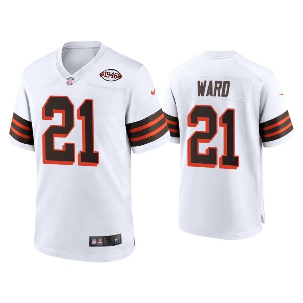 Men Denzel Ward Cleveland Browns White 1946 Collection Alternate Game Jersey