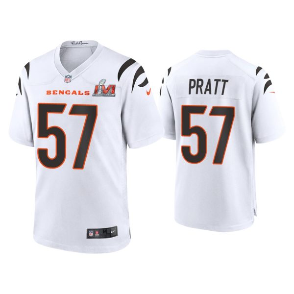 Men Germaine Pratt Cincinnati Bengals Super Bowl LVI White Game Jersey
