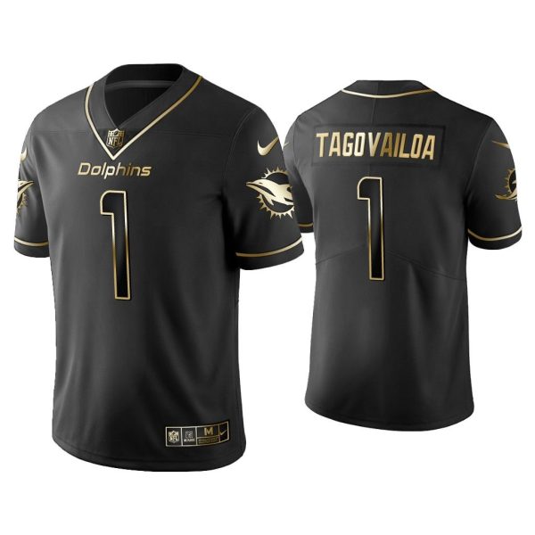 Men Golden Edition Vapor Limited Dolphins Tua Tagovailoa Black Jersey